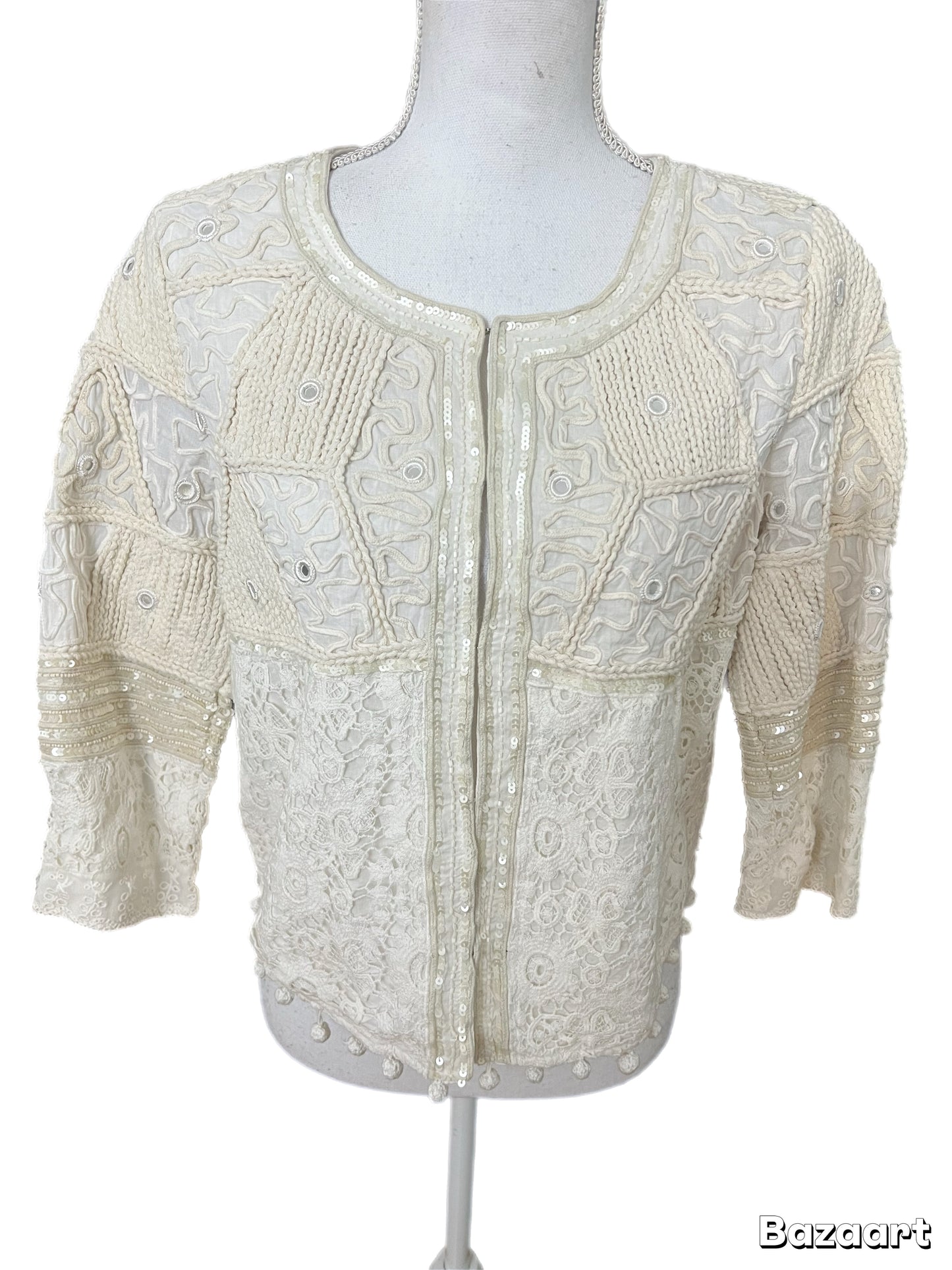 Ivory Lace Sequinned Jacket