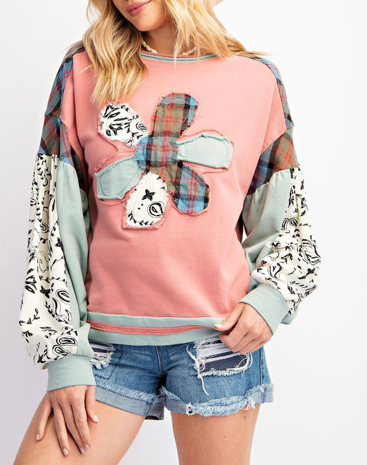 Flower Patch Mix And Match Soft Washed Crew Neck Top