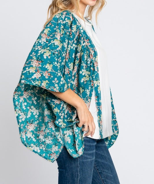 Floral Print Flutter Sleeve Oversized Top