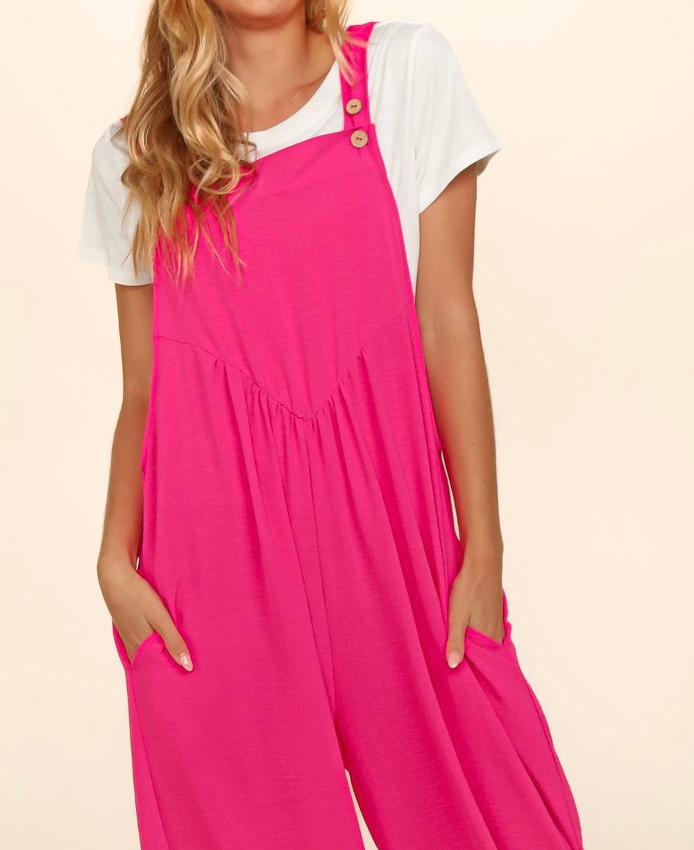 Wide Leg Overalls Sleeveless Jumpsuit