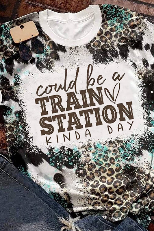 Apricot Train Station Leopard Print T-shirt