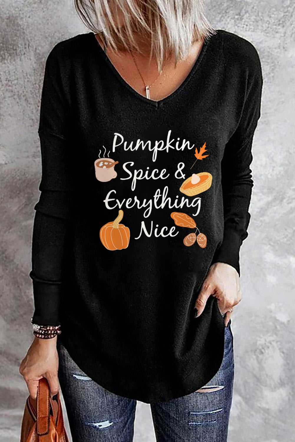 Black Pumpkin Spice & Everything Nice Graphic Top