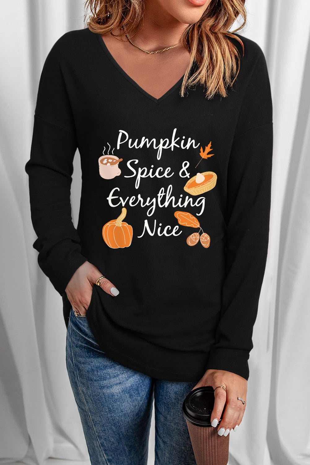 Black Pumpkin Spice & Everything Nice Graphic Top